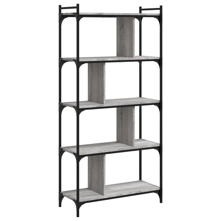 Boekenkast 5-laags 76x32x158 cm bewerkt hout grijs sonoma MeubelReus