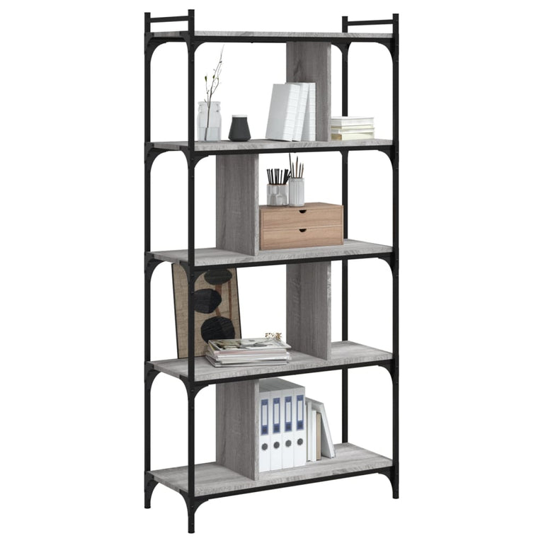 Boekenkast 5-laags 76x32x158 cm bewerkt hout grijs sonoma MeubelReus