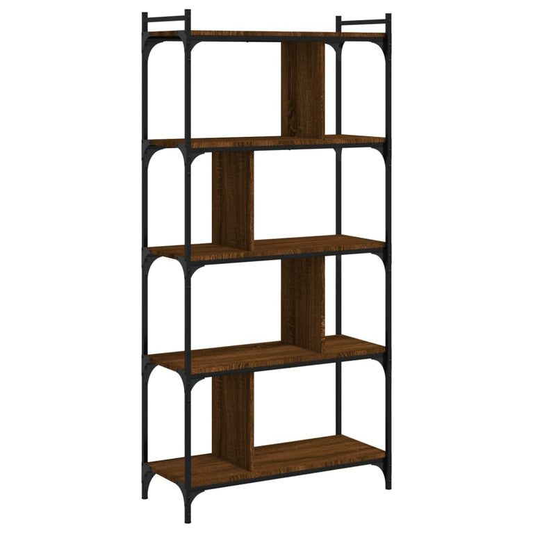 Boekenkast 5-laags 76x32x158 cm bewerkt hout bruin eikenkleur MeubelReus
