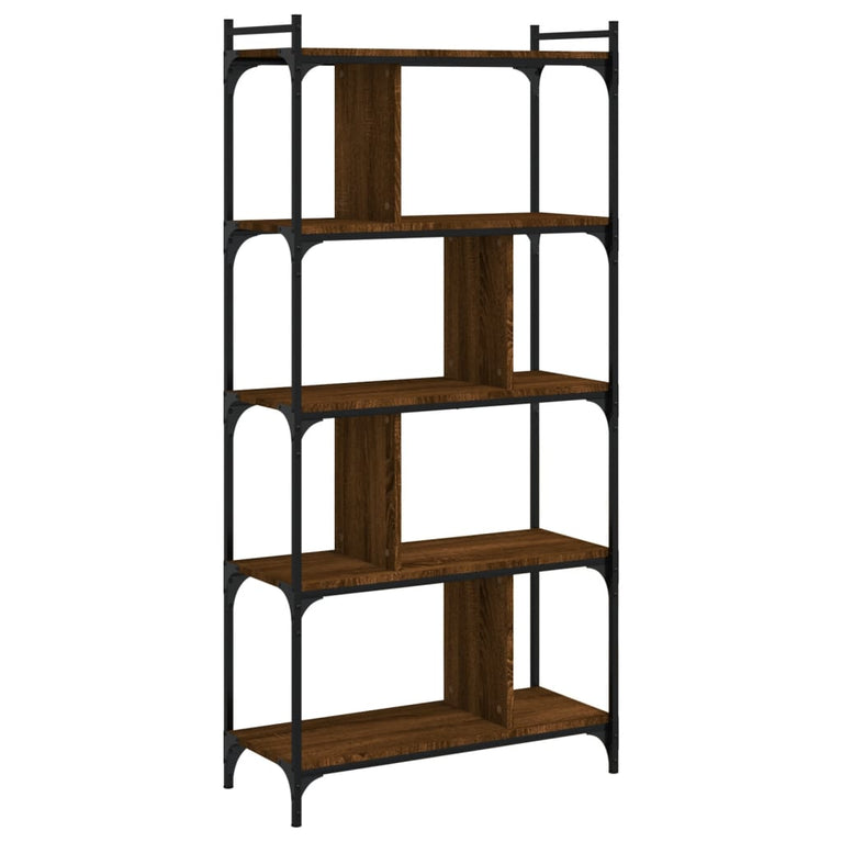 Boekenkast 5-laags 76x32x158 cm bewerkt hout bruin eikenkleur MeubelReus