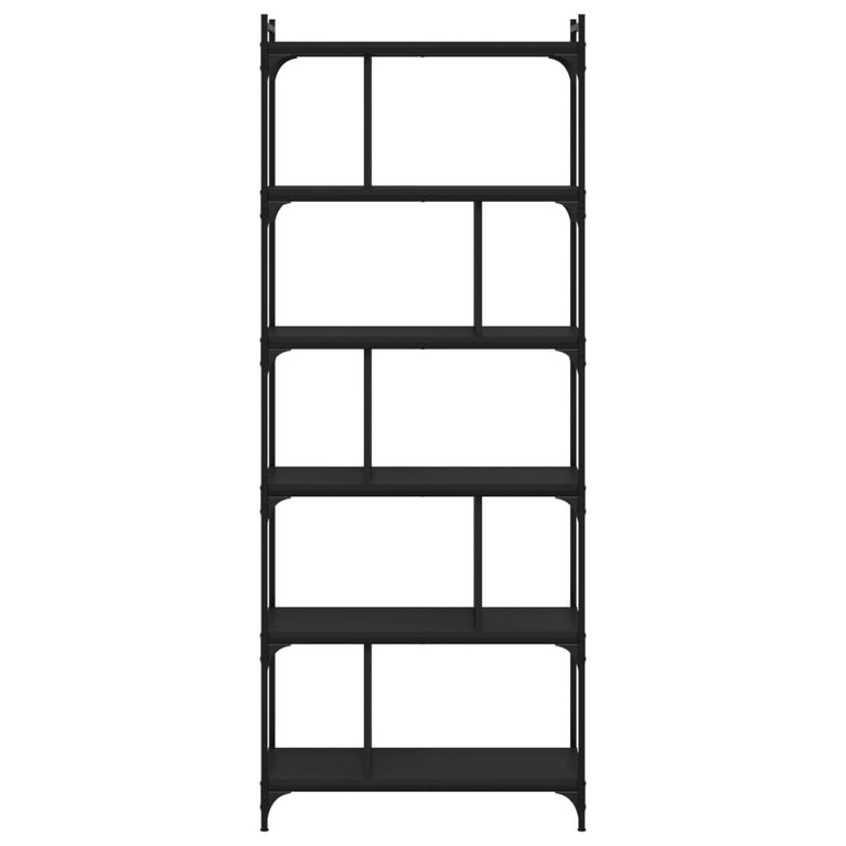 Boekenkast 6-laags 76x32x192 cm bewerkt hout zwart MeubelReus
