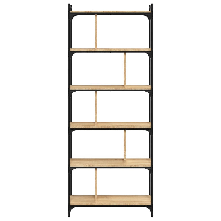 Boekenkast 6-laags 76x32x192 cm bewerkt hout sonoma eikenkleur MeubelReus