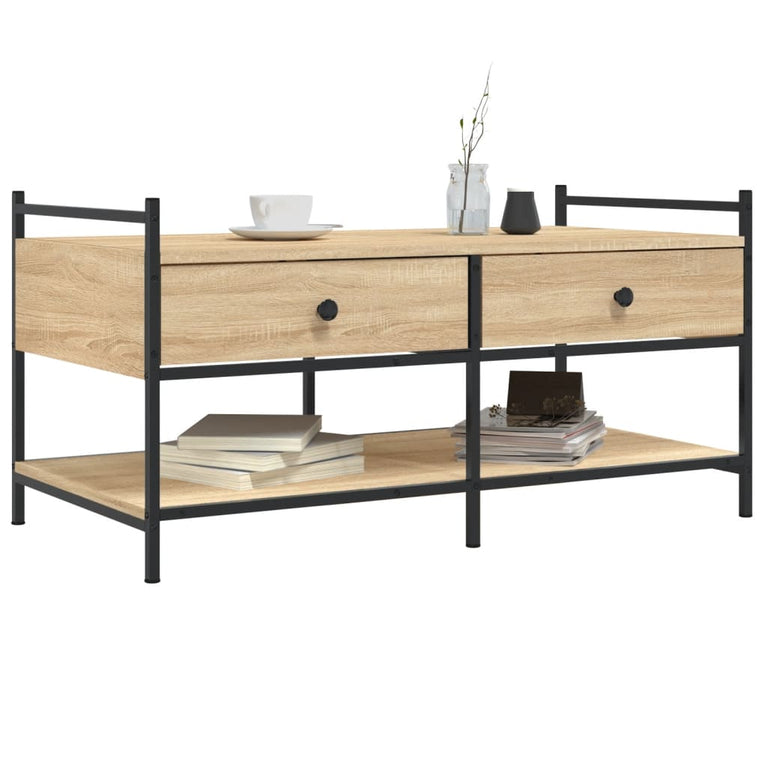 Salontafel 99x50x50 cm bewerkt hout sonoma eikenkleurig MeubelReus