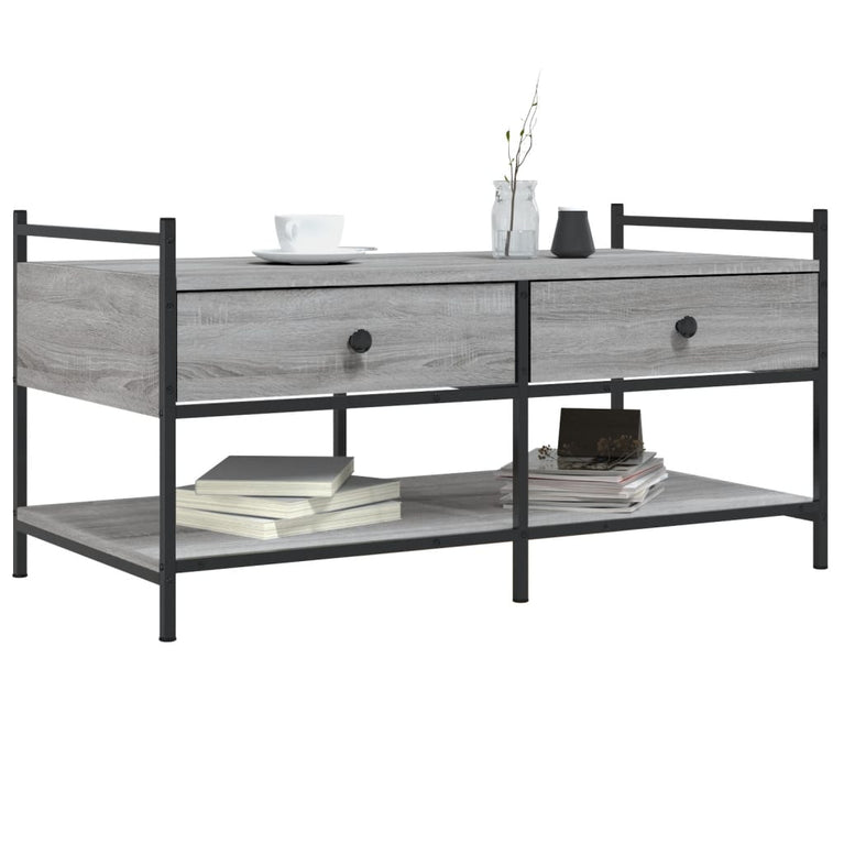 Salontafel 99x50x50 cm bewerkt hout grijs sonoma eikenkleurig MeubelReus
