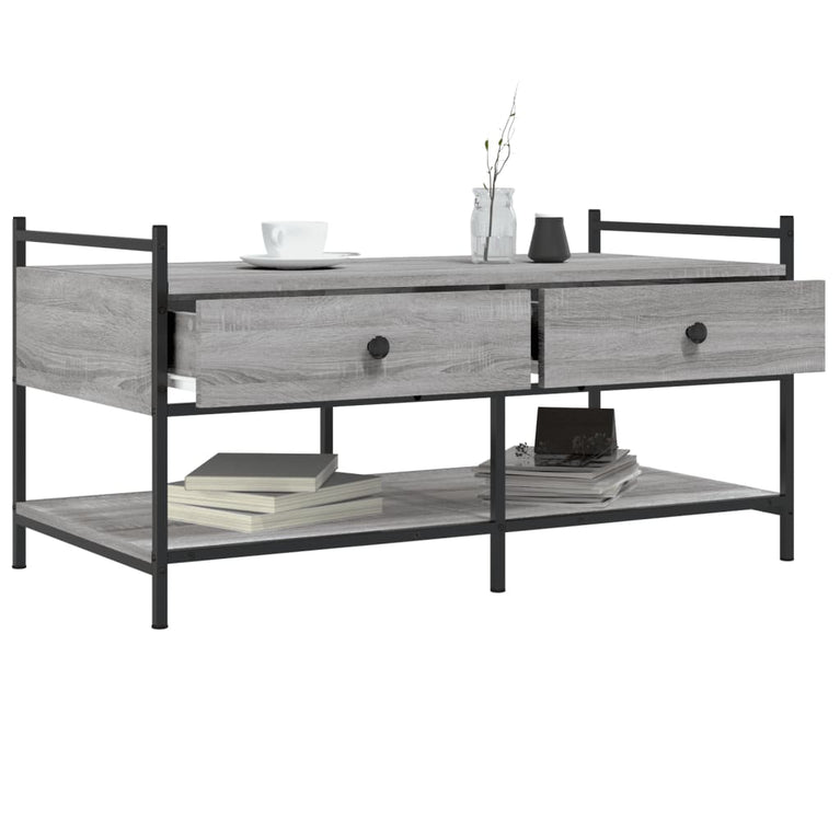 Salontafel 99x50x50 cm bewerkt hout grijs sonoma eikenkleurig MeubelReus