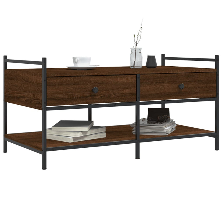 Salontafel 99x50x50 cm bewerkt hout bruin eikenkleur MeubelReus