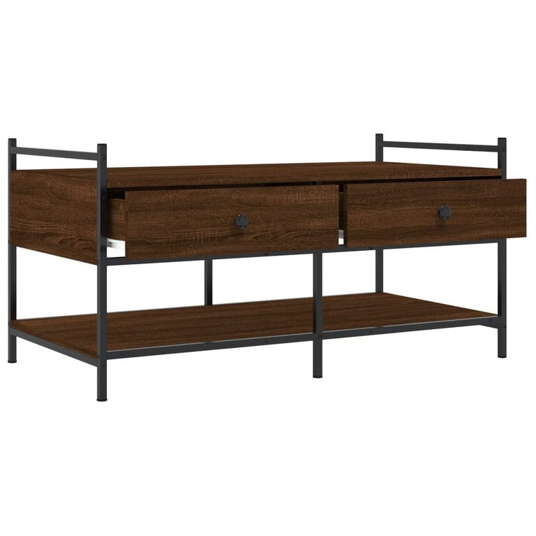 Salontafel 99x50x50 cm bewerkt hout bruin eikenkleur MeubelReus