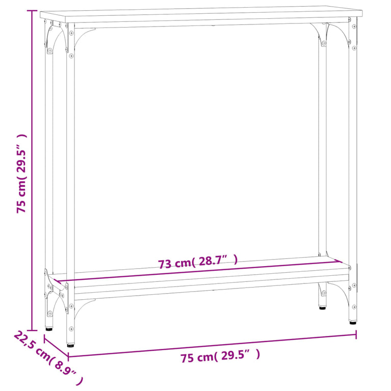 Wandtafel 75x22,5x75 cm bewerkt hout bruin eikenkleur MeubelReus