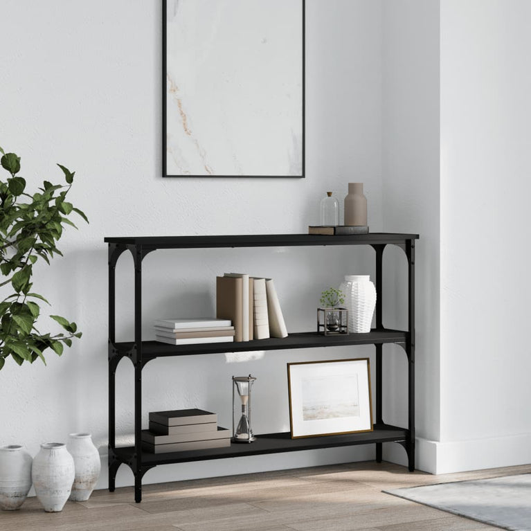 Wandtafel 100x22,5x75 cm bewerkt hout zwart MeubelReus