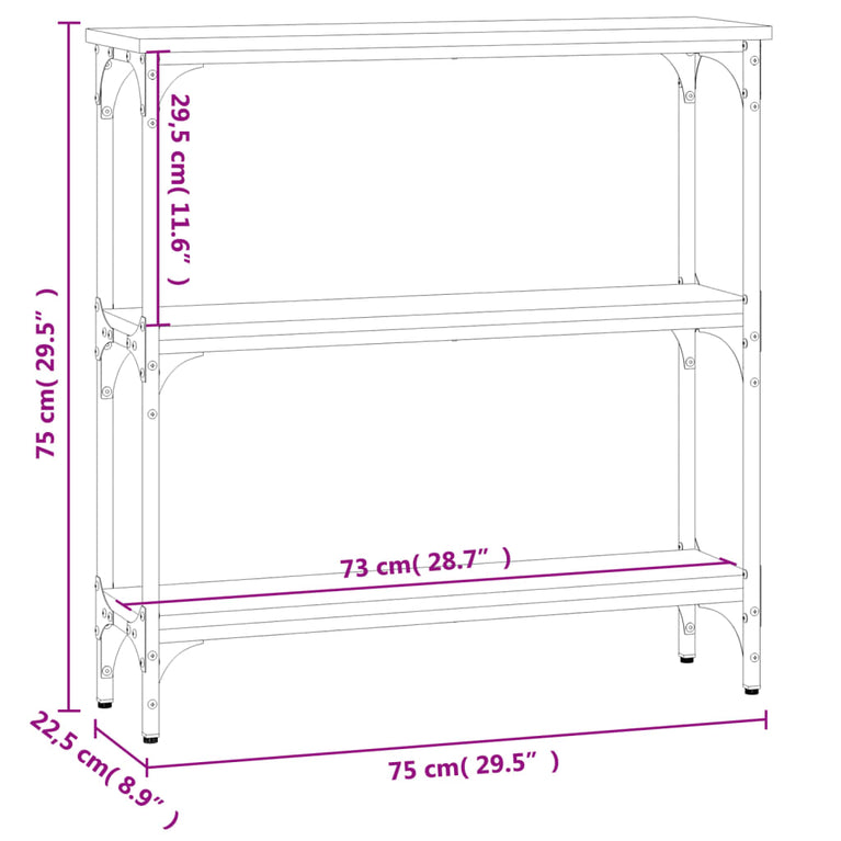 Wandtafel 75x22,5x75 cm bewerkt hout zwart MeubelReus
