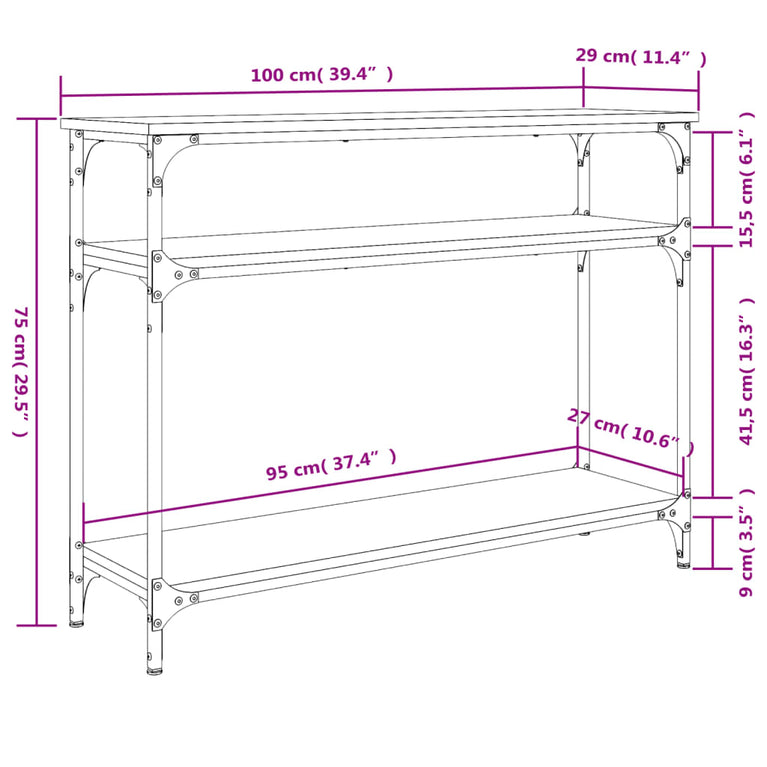Wandtafel 100x29x75 cm bewerkt hout sonoma eikenkleurig MeubelReus
