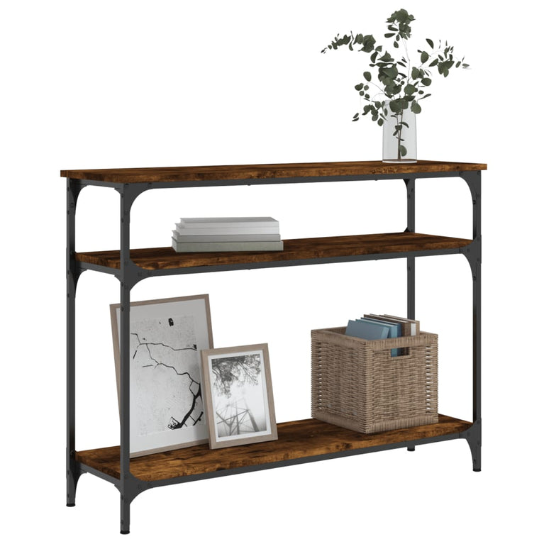 Wandtafel 100x29x75 cm bewerkt hout gerookt eikenkleurig MeubelReus