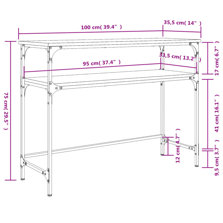 Wandtafel 100x35,5x75 cm bewerkt hout zwart MeubelReus