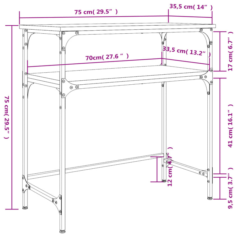 Wandtafel 75x35,5x75 cm bewerkt hout zwart MeubelReus