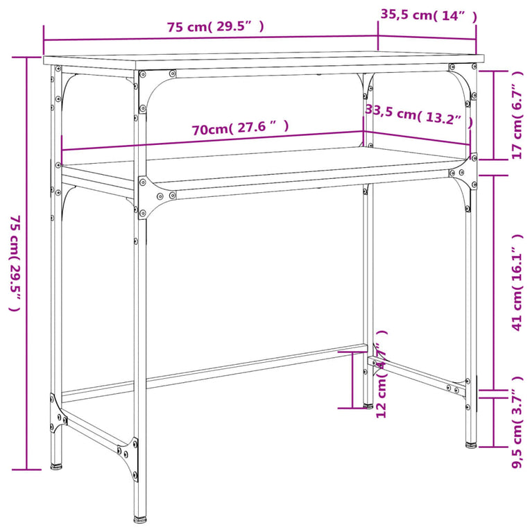 Wandtafel 75x35,5x75 cm bewerkt hout grijs sonoma eikenkleurig MeubelReus