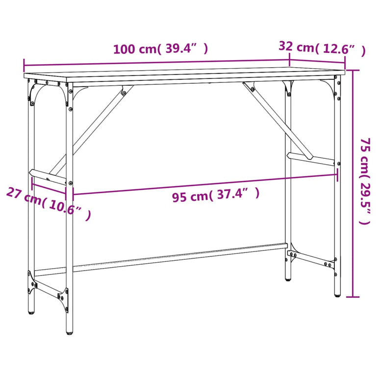 Wandtafel 100x32x75 cm bewerkt hout bruin eikenkleur MeubelReus