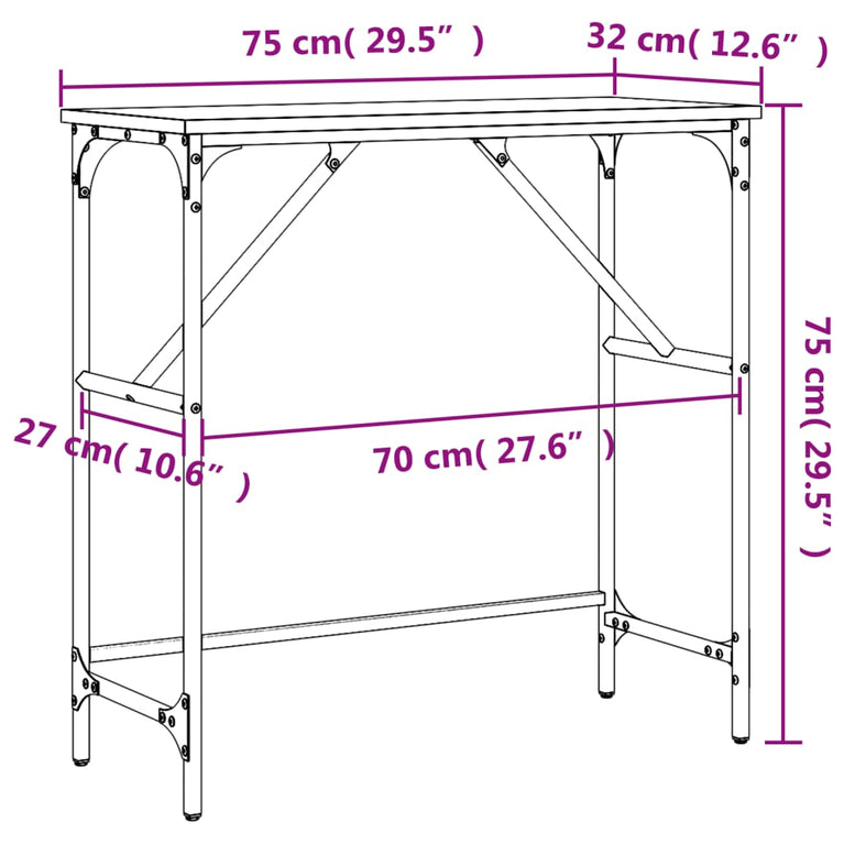 Wandtafel 75x32x75 cm bewerkt hout bruin eikenkleur MeubelReus