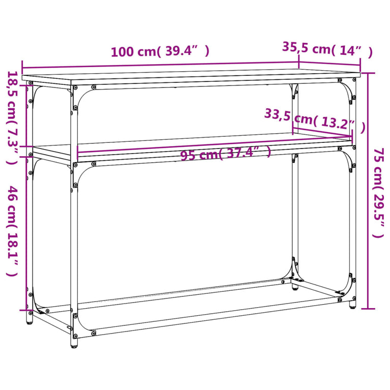 Wandtafel 100x35,5x75 cm bewerkt hout zwart MeubelReus