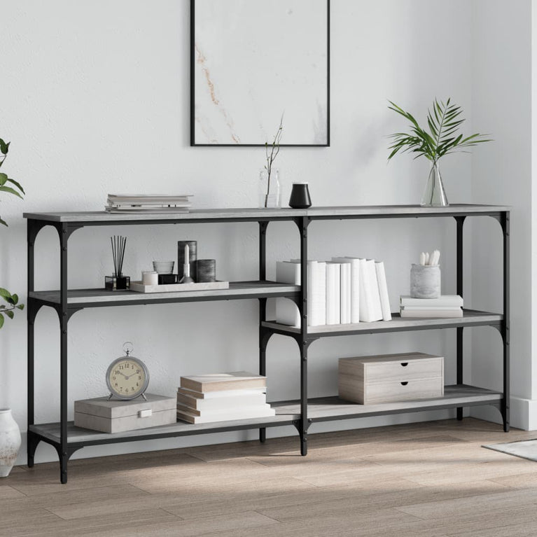 Wandtafel 160x29x75 cm bewerkt hout grijs sonoma eikenkleurig MeubelReus