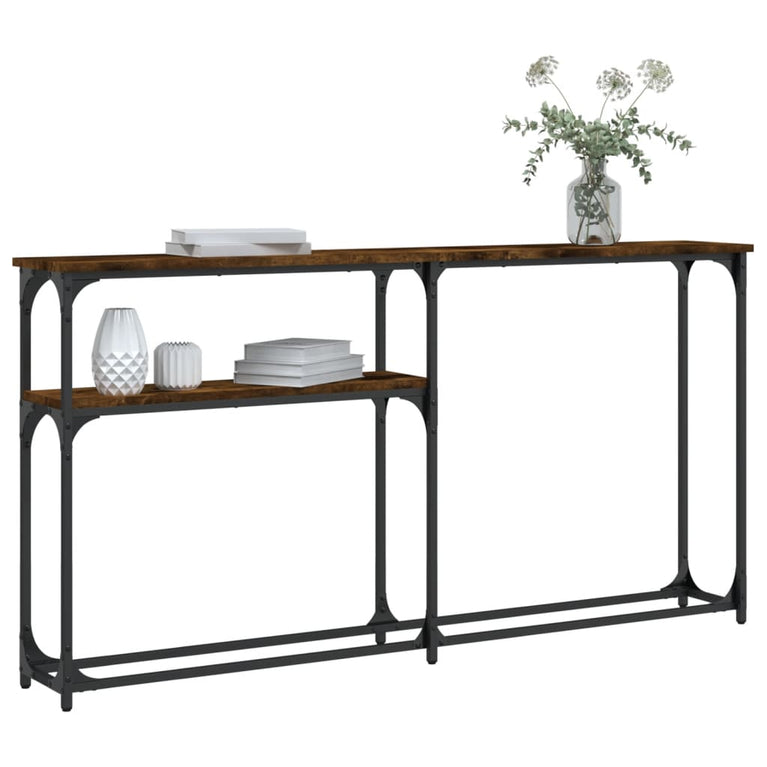 Wandtafel 145x22,5x75 cm bewerkt hout gerookt eikenkleurig MeubelReus