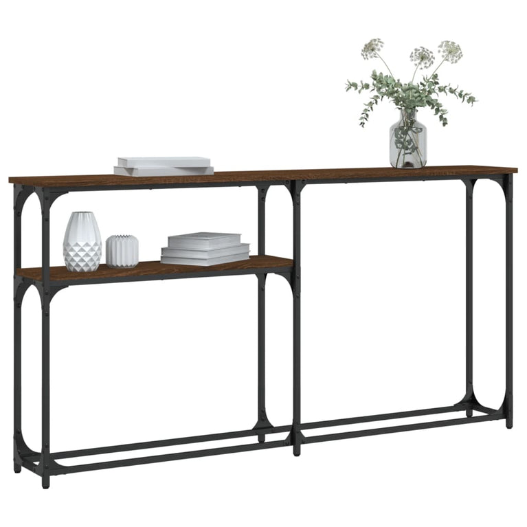 Wandtafel 145x22,5x75 cm bewerkt hout bruin eikenkleur MeubelReus