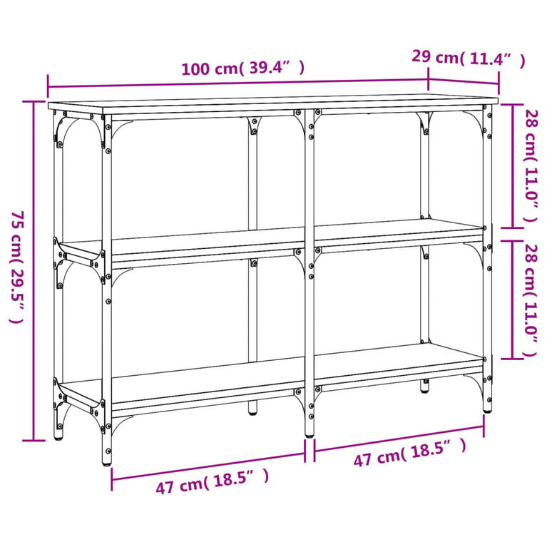 Wandtafel 100x29x75 cm bewerkt hout zwart MeubelReus