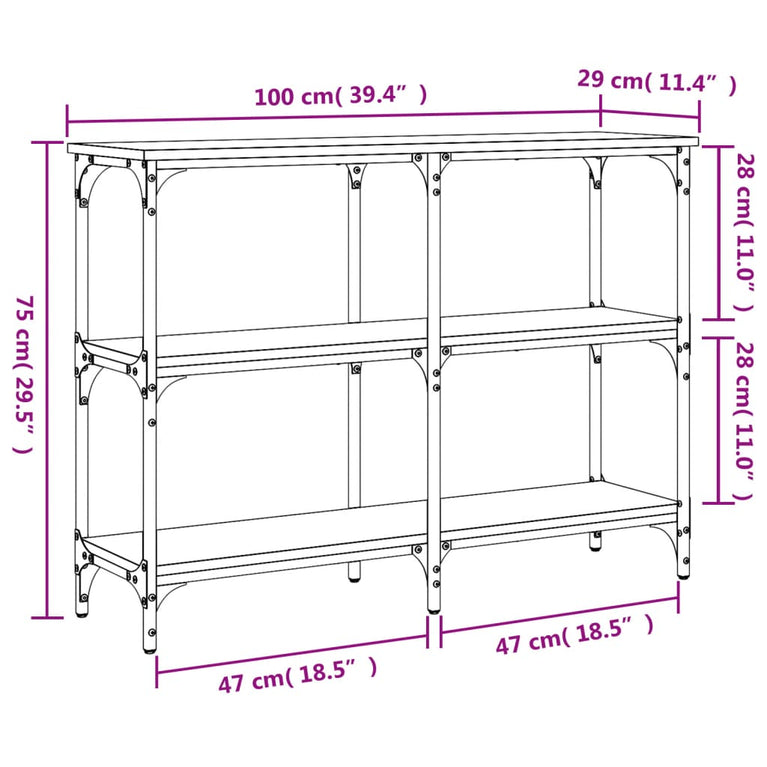 Wandtafel 100x29x75 cm bewerkt hout grijs sonoma eikenkleurig MeubelReus
