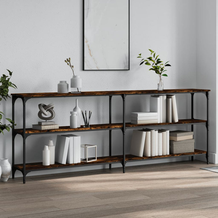 Wandtafel 200x29x75 cm bewerkt hout gerookt eikenkleurig MeubelReus