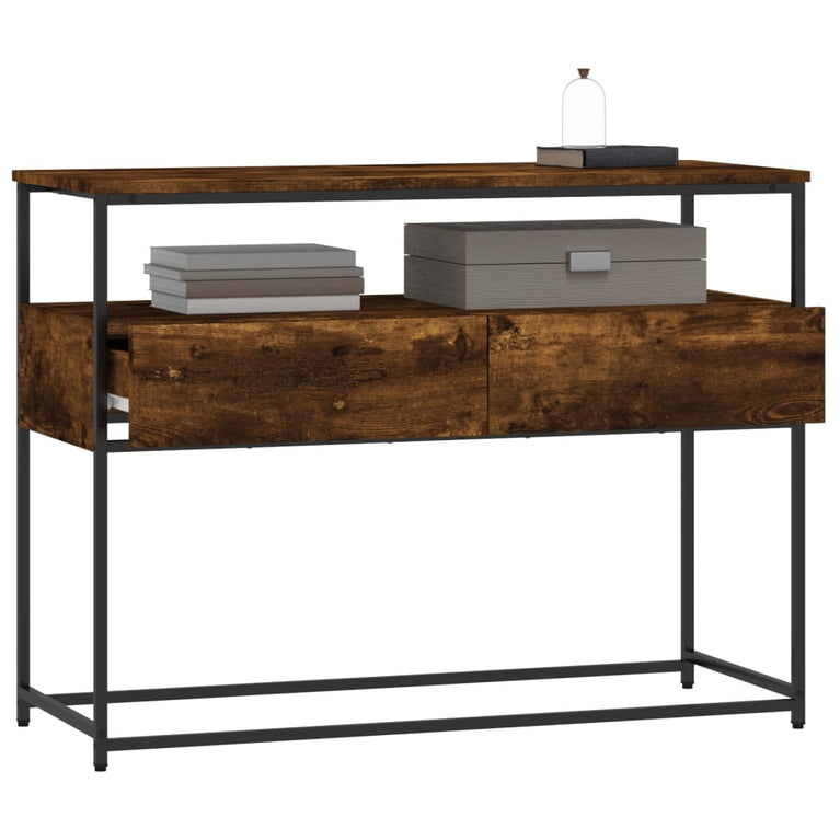 Wandtafel 100x40x75 cm bewerkt hout gerookt eikenkleurig MeubelReus