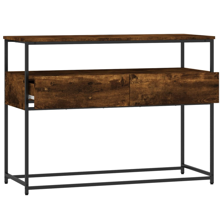 Wandtafel 100x40x75 cm bewerkt hout gerookt eikenkleurig MeubelReus