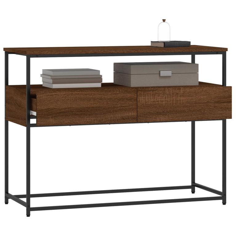 Wandtafel 100x40x75 cm bewerkt hout bruin eikenkleur MeubelReus