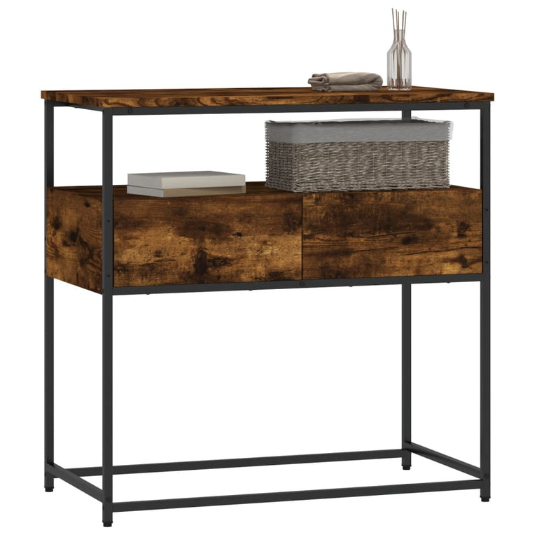 Wandtafel 75x40x75 cm bewerkt hout gerookt eikenkleurig MeubelReus