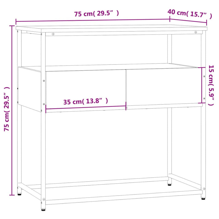 Wandtafel 75x40x75 cm bewerkt hout grijs sonoma eikenkleurig MeubelReus