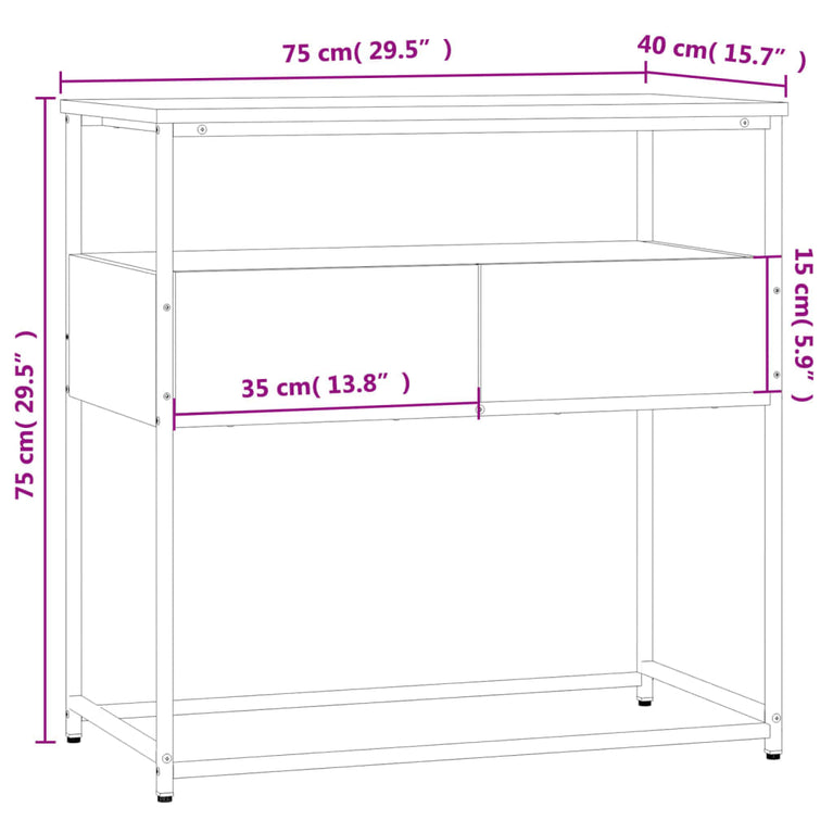 Wandtafel 75x40x75 cm bewerkt hout bruin eikenkleur MeubelReus