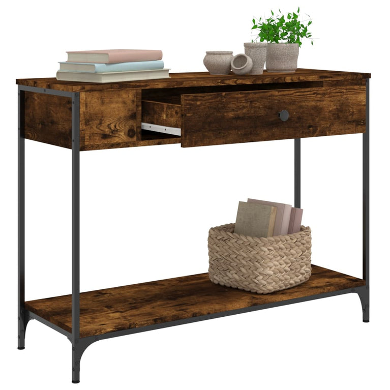 Wandtafel 100x34,5x75 cm bewerkt hout gerookt eikenkleurig MeubelReus