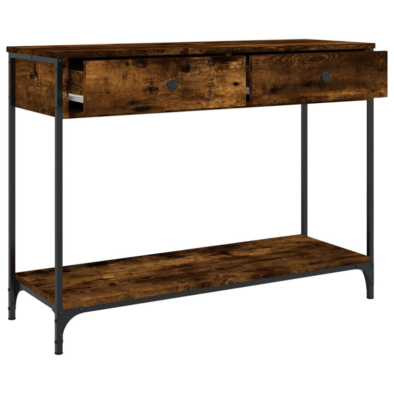 Wandtafel 100x34,5x75 cm bewerkt hout gerookt eikenkleurig MeubelReus