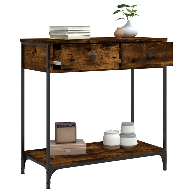 Wandtafel 75x34,5x75 cm bewerkt hout gerookt eikenkleurig MeubelReus