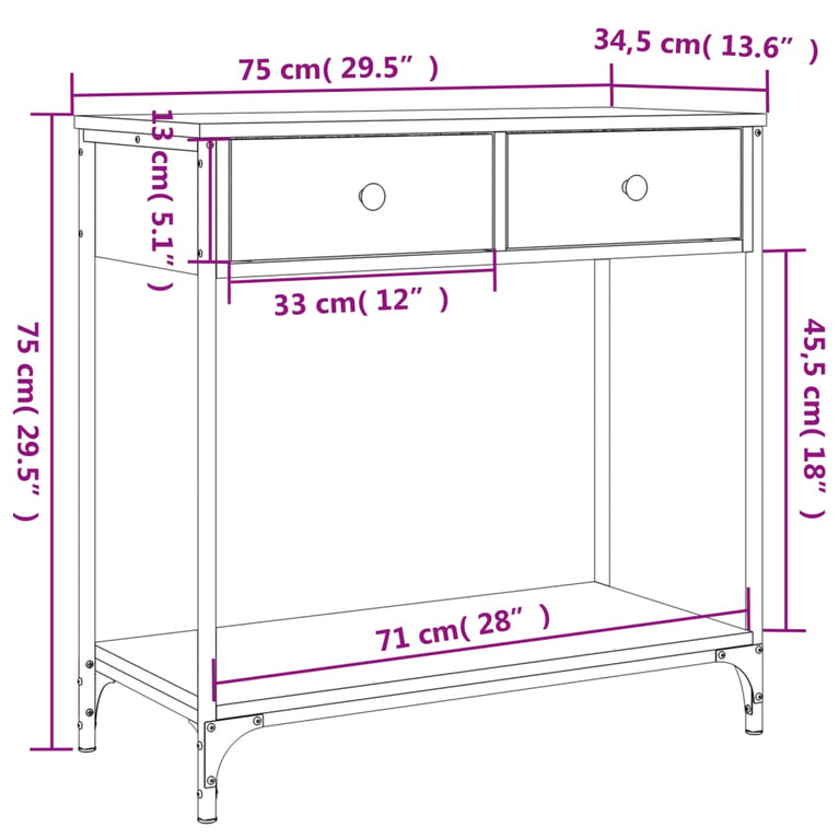Wandtafel 75x34,5x75 cm bewerkt hout gerookt eikenkleurig MeubelReus