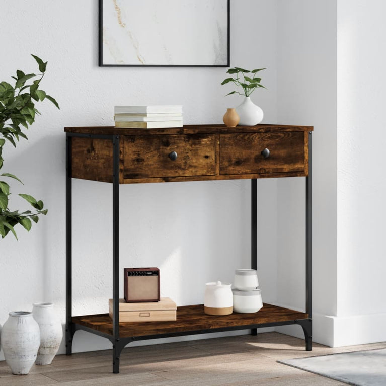 Wandtafel 75x34,5x75 cm bewerkt hout gerookt eikenkleurig MeubelReus