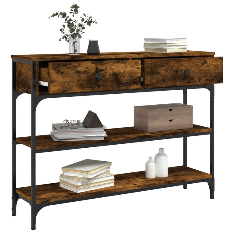 Wandtafel 100x25x75 cm bewerkt hout gerookt eikenkleurig MeubelReus