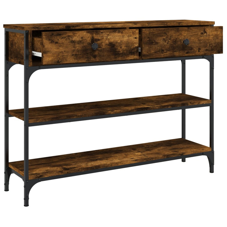 Wandtafel 100x25x75 cm bewerkt hout gerookt eikenkleurig MeubelReus