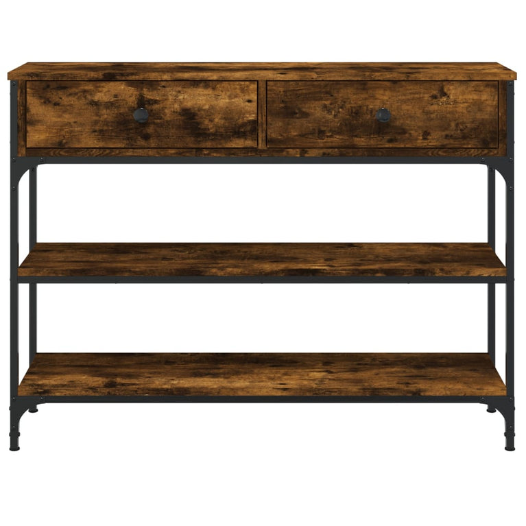 Wandtafel 100x25x75 cm bewerkt hout gerookt eikenkleurig MeubelReus