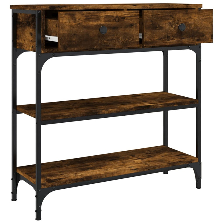 Wandtafel 72,5x25x75 cm bewerkt hout gerookt eikenkleurig MeubelReus