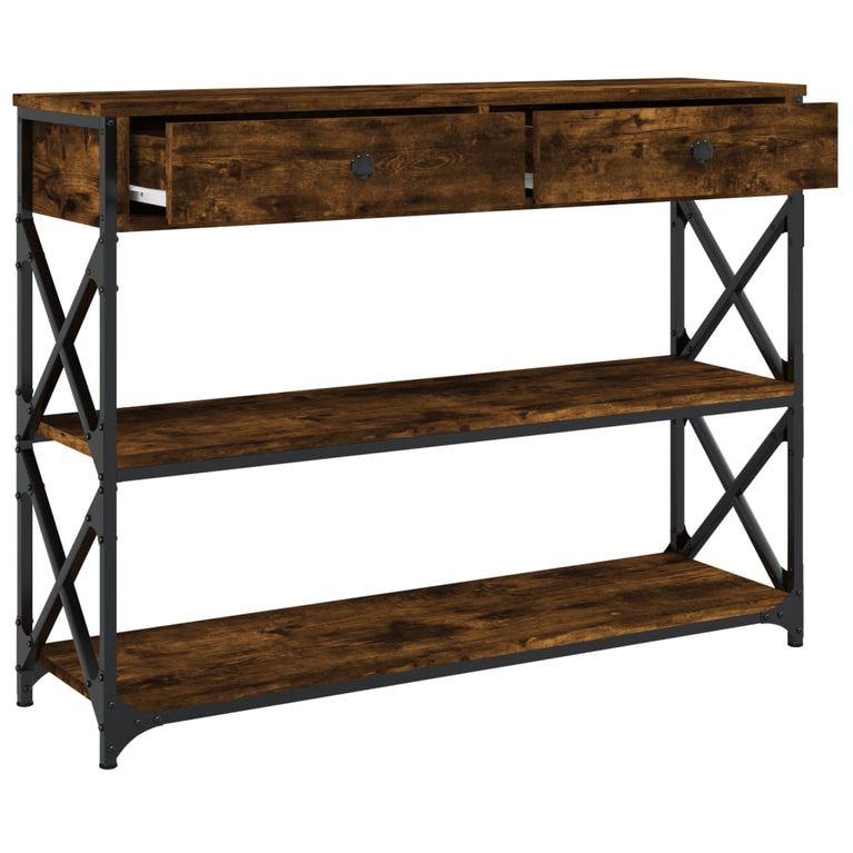 Wandtafel 100x28x75 cm bewerkt hout gerookt eikenkleurig MeubelReus
