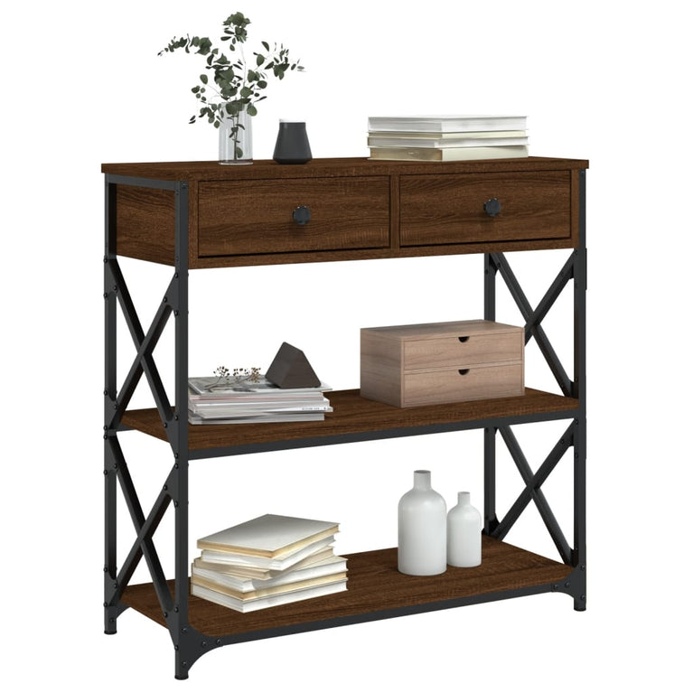 Wandtafel 75x28x75 cm bewerkt hout bruin eikenkleur MeubelReus