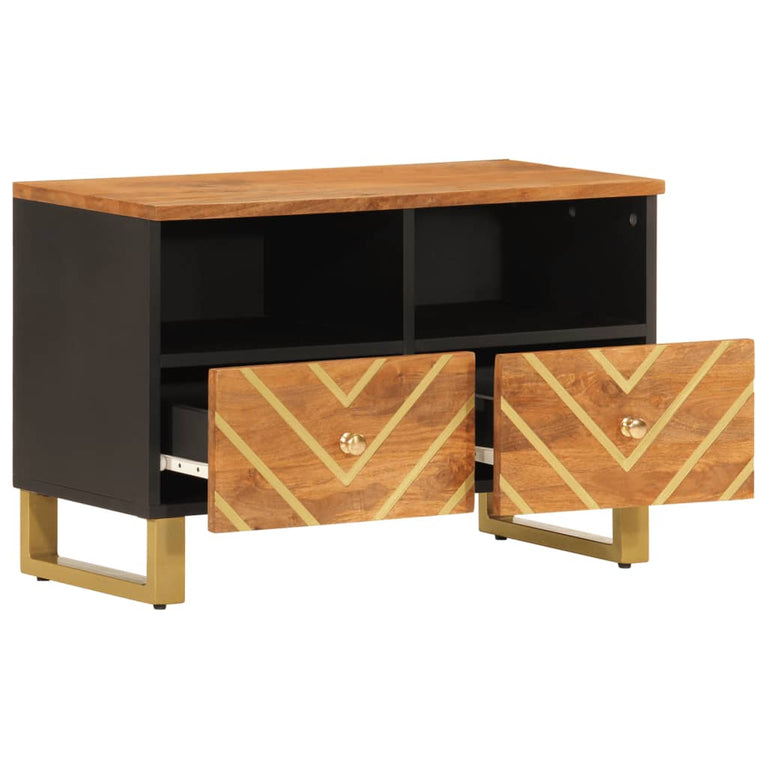 Tv-meubel 70x33,5x46 cm massief mangohout bruin en zwart MeubelReus