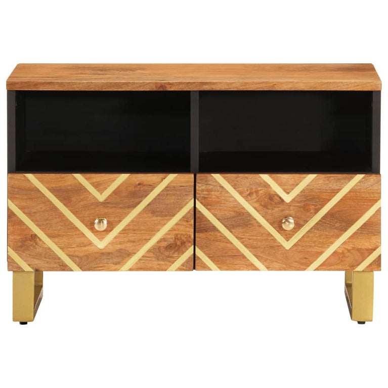 Tv-meubel 70x33,5x46 cm massief mangohout bruin en zwart MeubelReus