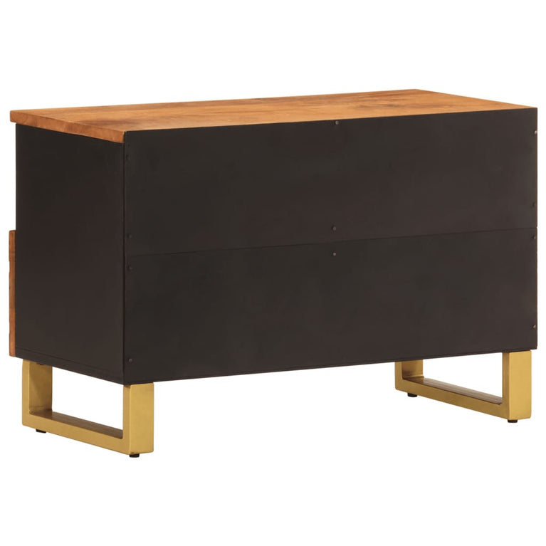 Tv-meubel 70x33,5x46 cm massief mangohout bruin en zwart MeubelReus