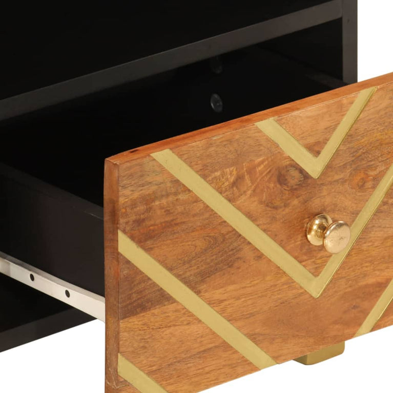 Tv-meubel 70x33,5x46 cm massief mangohout bruin en zwart MeubelReus