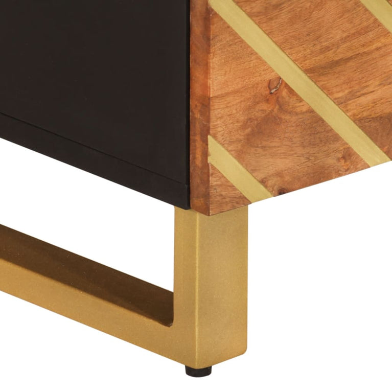 Tv-meubel 70x33,5x46 cm massief mangohout bruin en zwart MeubelReus